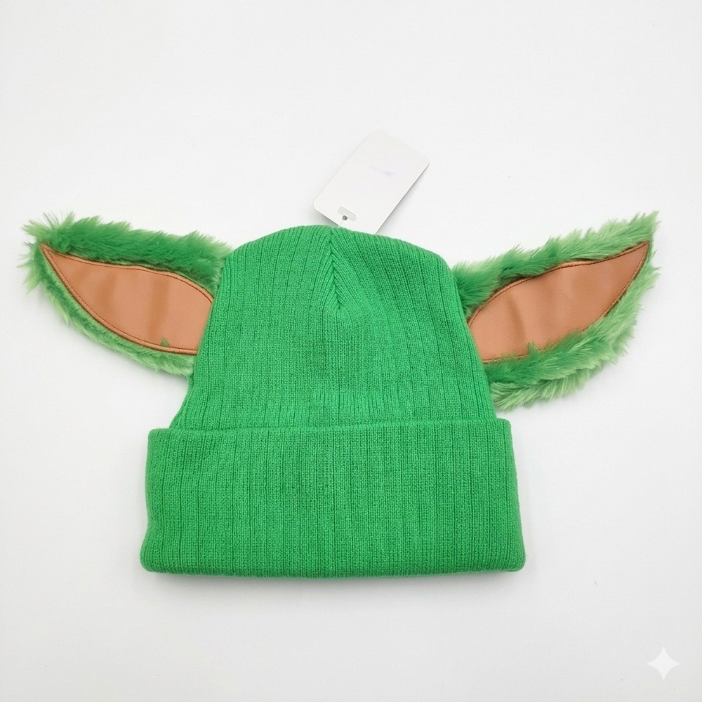 Bioworld Star Wars Grogu Baby‎ Yoda Beanie Green Knit Hat with 3D Ears NWT OSFM